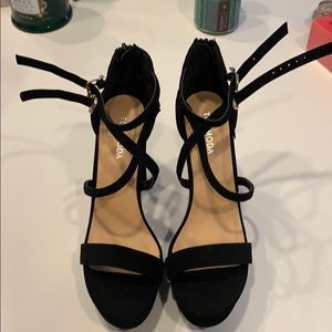 Black Velvet Strap Heels